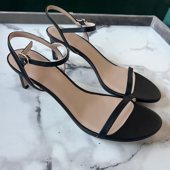 NEW Stuart Weitzman Dancer 60 Black Leather Sandals Size 10.5 - Picture 2 of 9
